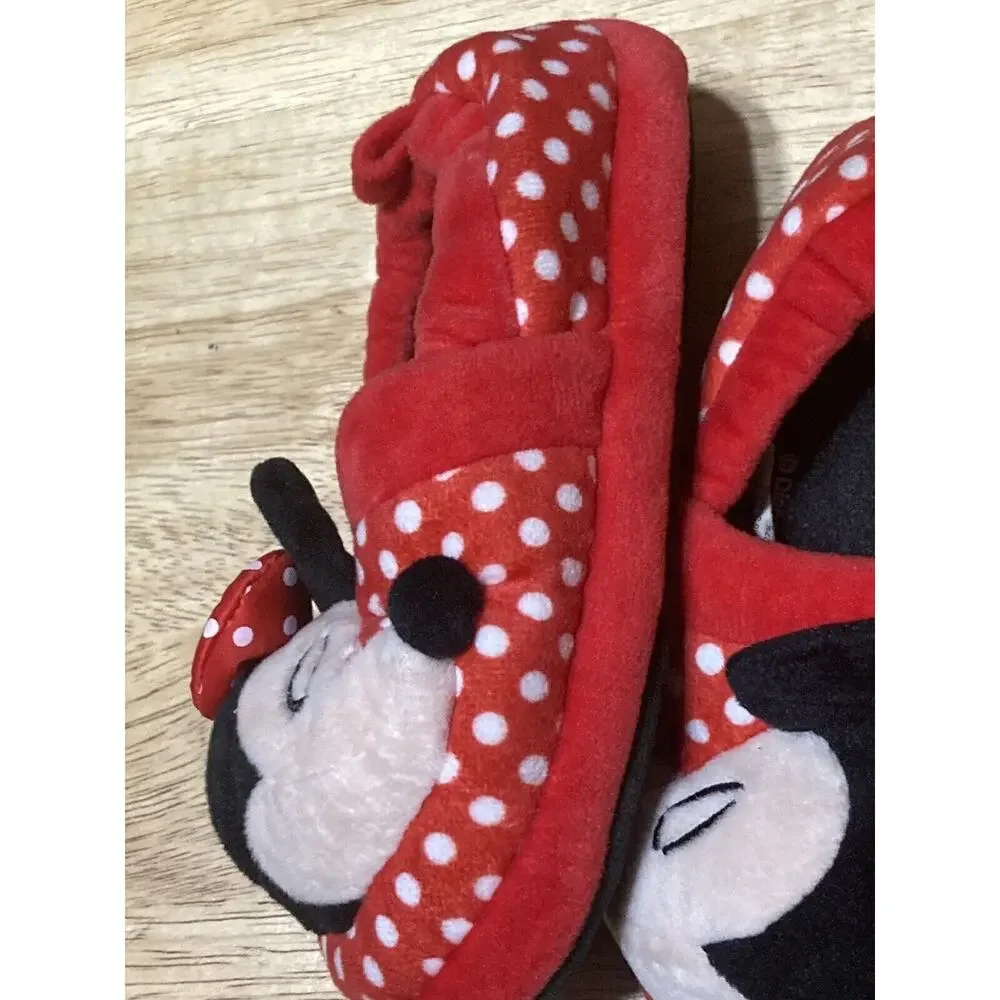 MINNIE MOUSE Little Girls Size 9 - 10‎ Slippers House Shoes ~ Plush Minnie Head